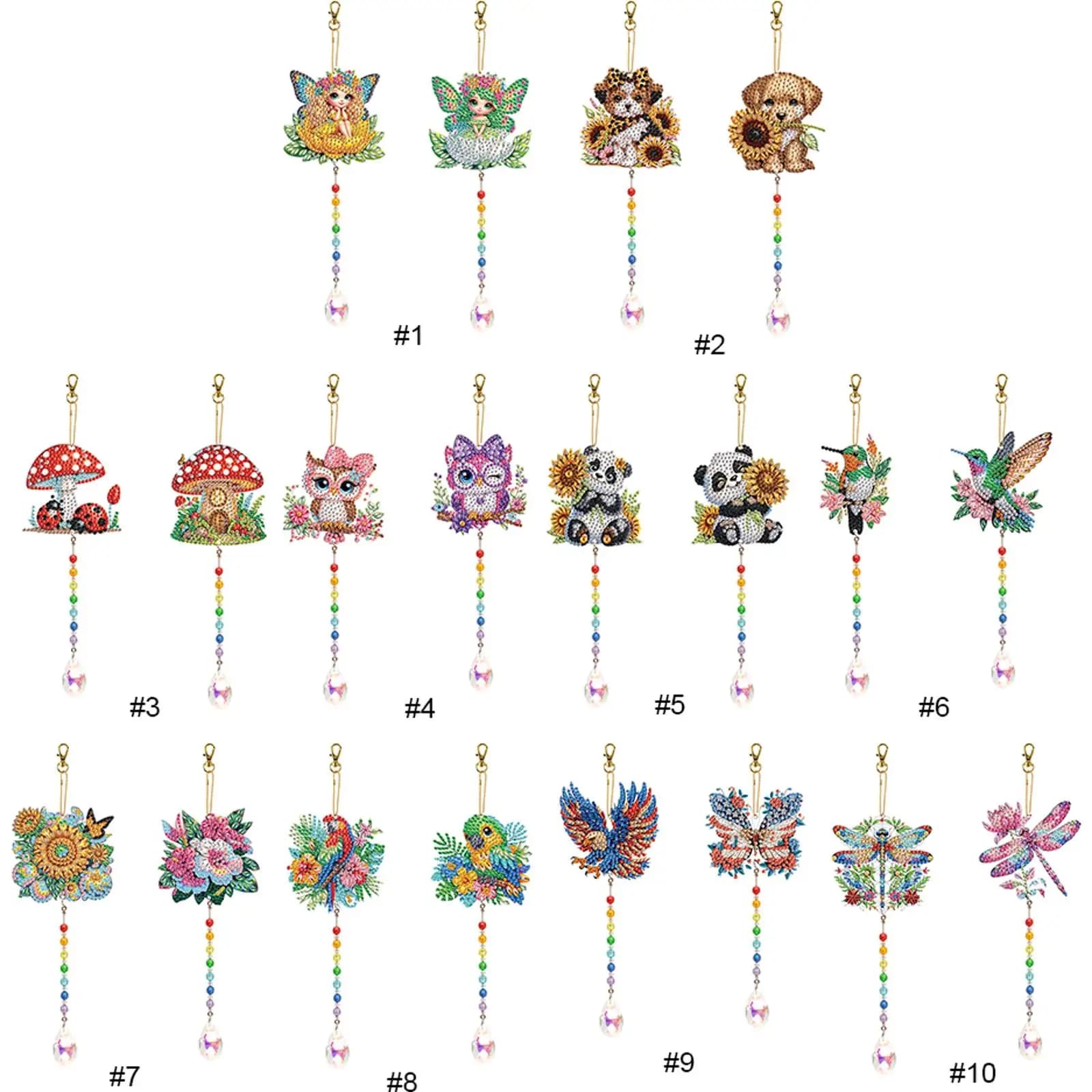 2Pcs Diamond Wind Chimes Kit Art Suncatchers Diamond Painting Sun Catchers for Adults DIY Summer Home Garden Hanging Ornament