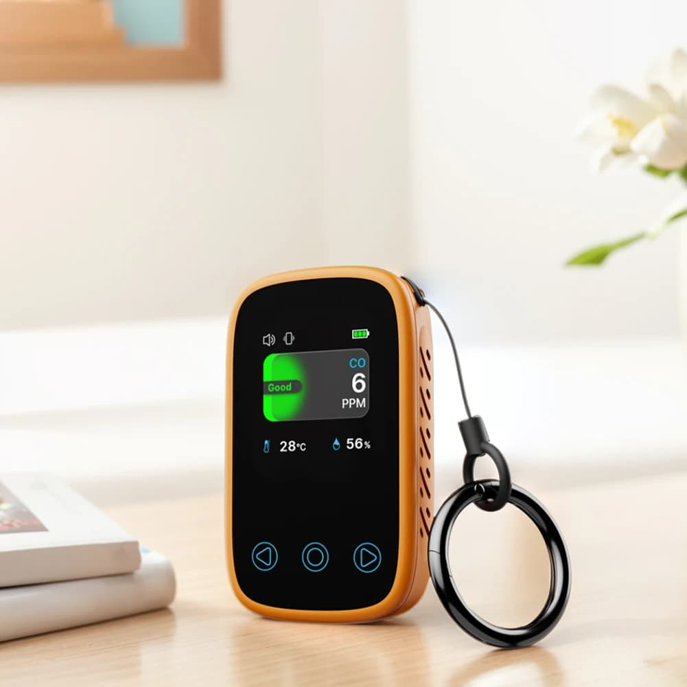 Tester di Qualità dell'Aria 3 in 1 con Sensore NDIR, Rilevatore Portatile di Monossido di Carbonio, Temperatura e Umidità, Ricaricabile USB-C