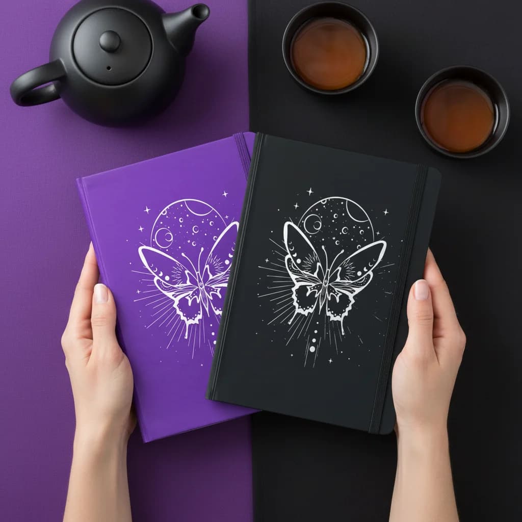 Quaderno a puntini con copertina rigida, carta spessa 160 gsm, 160 pagine numerate, apertura a 180° ° Quaderno A5 con Copertina Rigida in Ecopelle e Pagine a Puntini