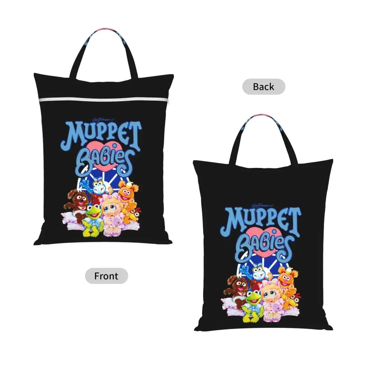 Muppet Babies Travel Laundry Bag Waterproof Reusable Dirty Clothes Pouch Gym Yoga Camping Washing Basket