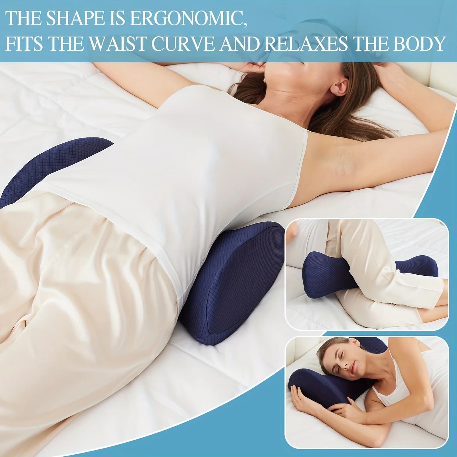 Cuscino di supporto lombare per dormire, cuscino di supporto per la vita da letto, per donne in gravidanza, allineamento di anca, ginocchio e colonna vertebrale, relax del nervo sciatico