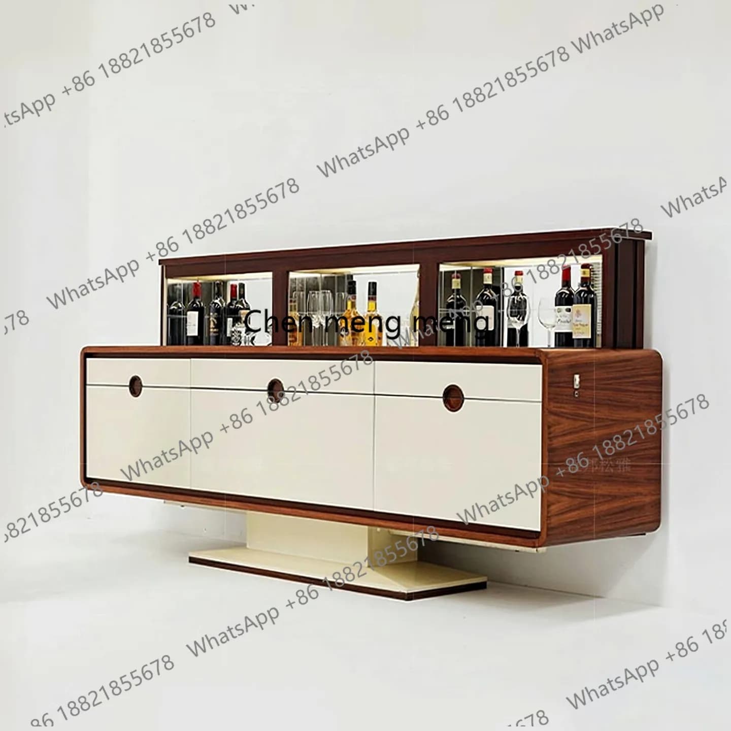 Mobile Porta Vini Elettrico di Lusso con Illuminazione, Vetrina Moderna Creativa in Vetro, Armadietto in Legno Massello