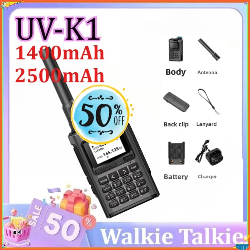 Per Quansheng UV-K1 L Mini Walkie Talkie 1400mAh/2500mAh Ricetrasmettitore Dual Band VHF UHF Wireless con Funzione di Copia Frequenza e Aggiornamento
