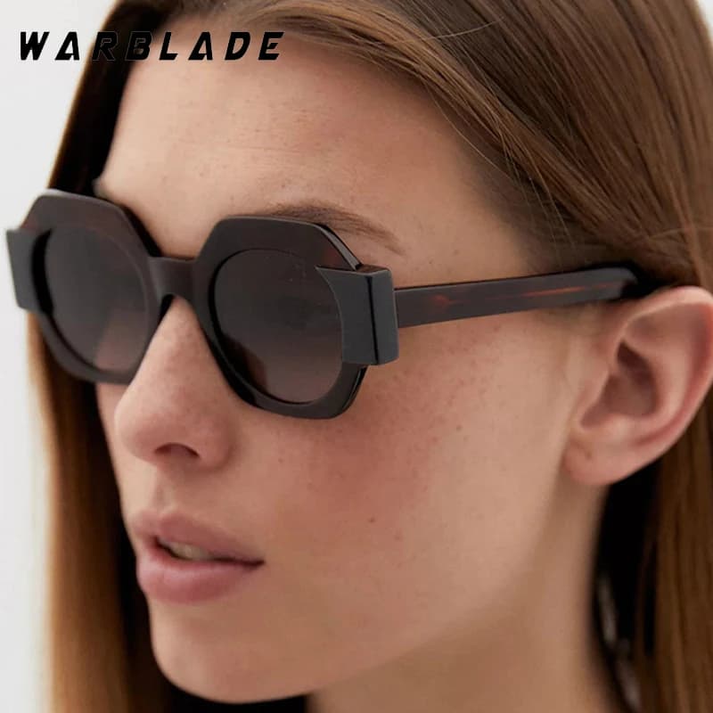 Occhiali da Sole di Lusso alla Moda per Uomo, Montatura Spessa Poligonale, Occhiali da Sole da Donna per Viaggi e Guida, Protezione UV400