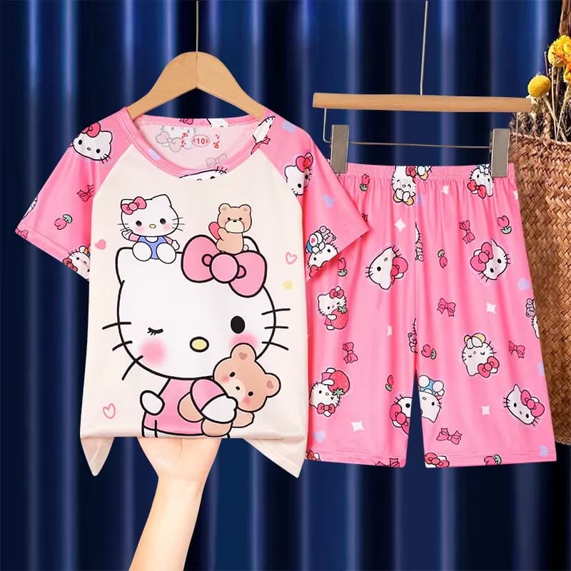 Nuovo Set Pigiama Estivo 2026 con Motivo Cartoon Sanrio, Stile Semplice e Casual per Esterni, Stampa 3D, Set Moda Y2K