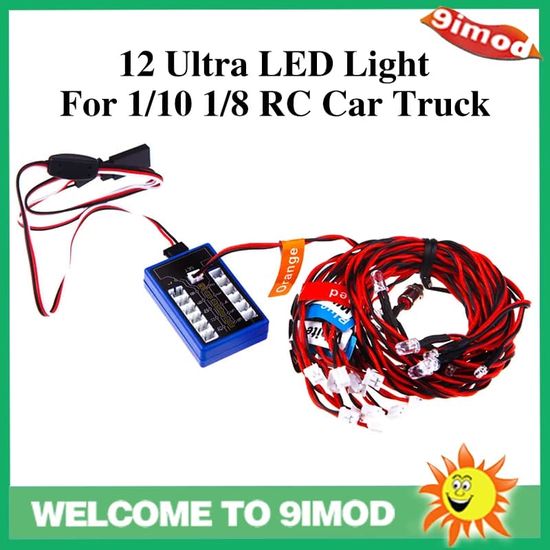 12 Ultra LED Simulazione Lampeggiante Luce Luminosa Modello RC Luci Kit Sistema per 1/10 1/8 RC Drift HSP TAMIYA CC01 4WD RC Auto Camion