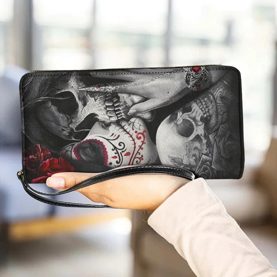Skull Beauty Rose Photo Custom Ladies Purse Painted Personalized Custom DIY mini Popular Personalized Custom Wallet Gift