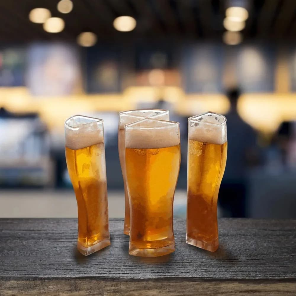 Set di 4 Bicchieri da Birra Creativi 4 in 1 in Acrilico Separabili, Bicchieri da Vino Trasparenti per Esterni