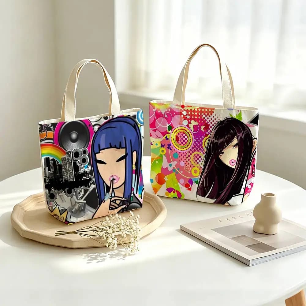 Pop Culture Cartoon T-Tokidoki Printed Canvas Tote Bag Shoulder Bag Commuter Mommy Shopping Bag