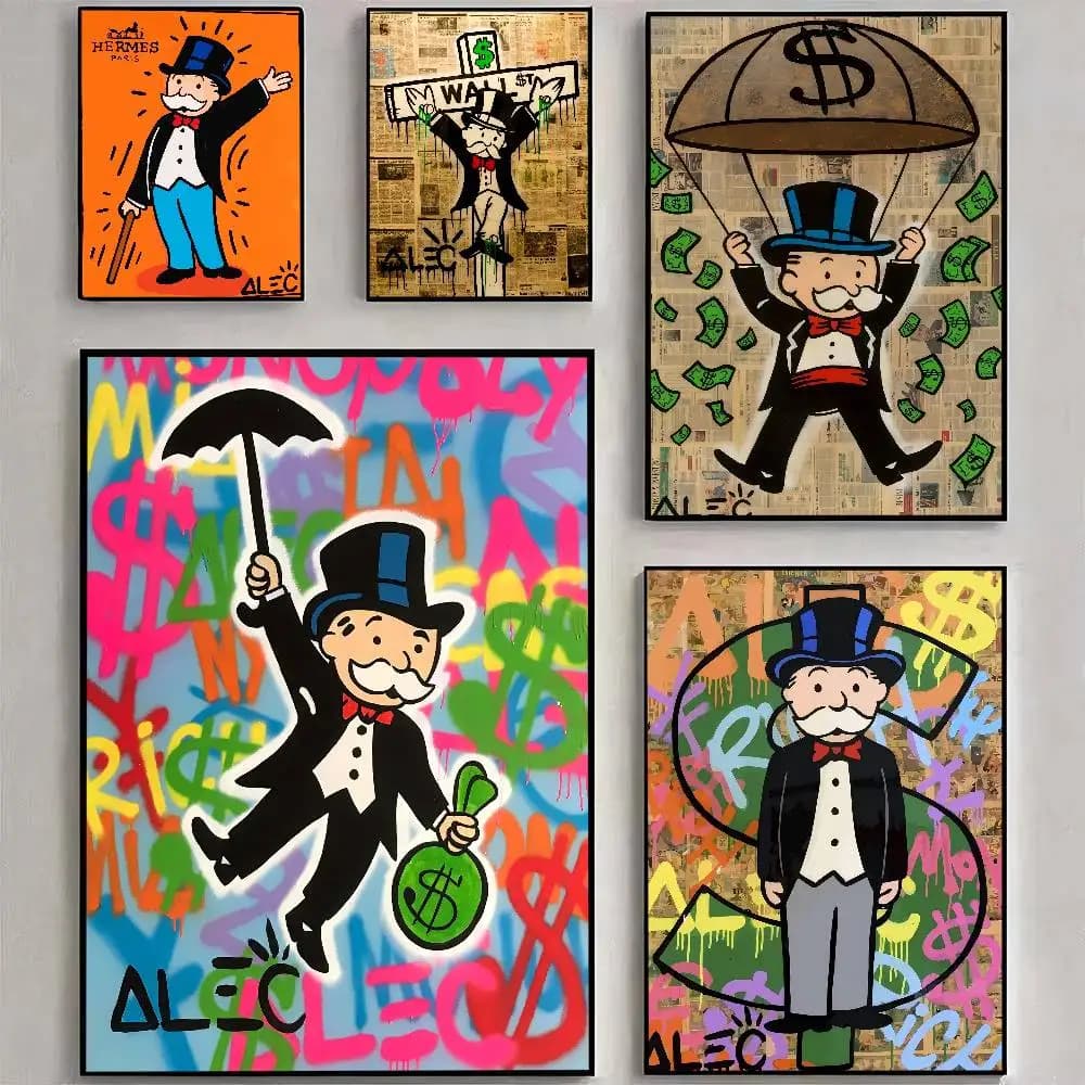 Poster Alec Monopoly Graffiti Art Money Whitepaper, Qualità HD, Decorazione Murale per Studio