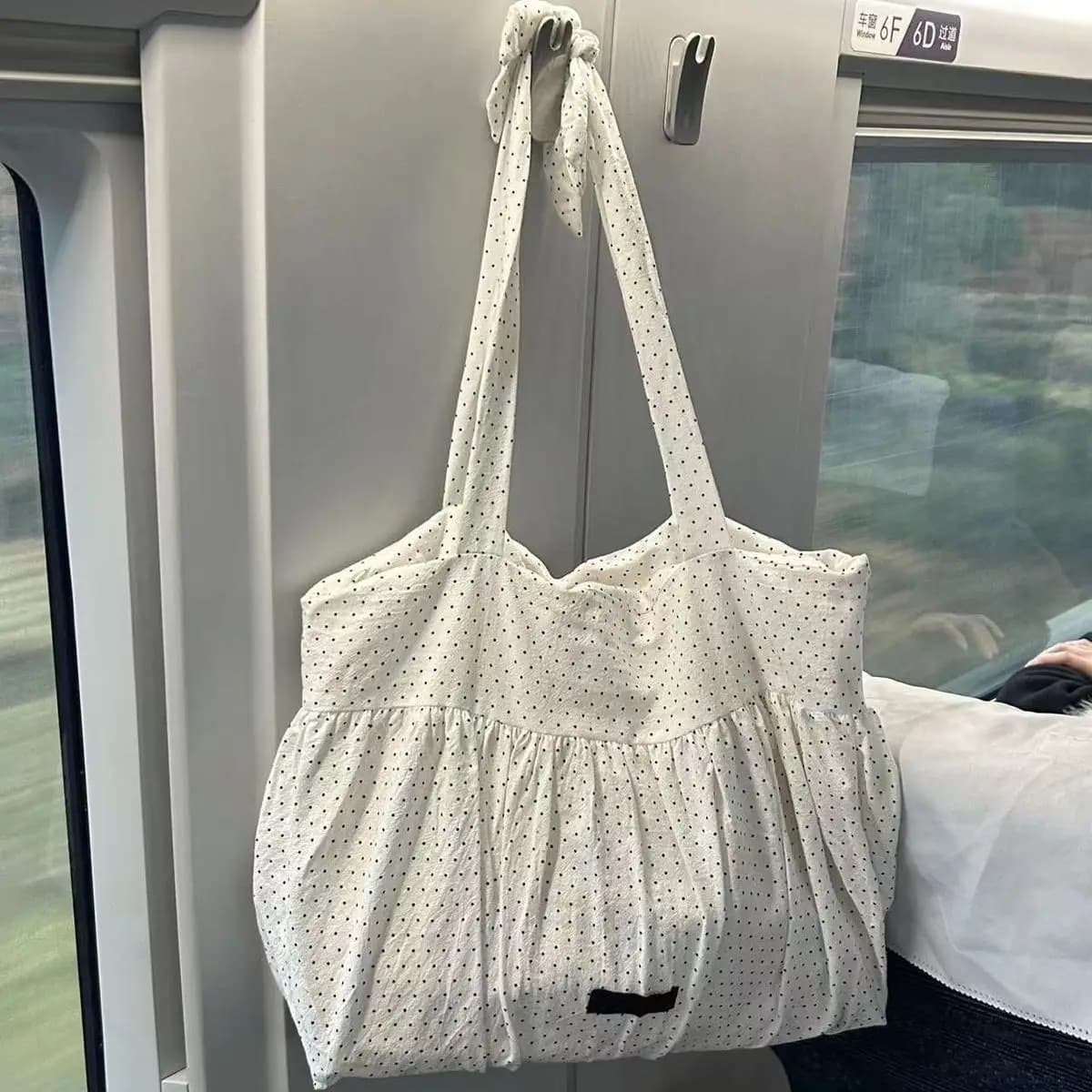 Ladies Korean Dot Print Handbags Classic Simple Large Capacity Tote Shoulder Bags For Women Daily Commuting Shopping Bags bolsa