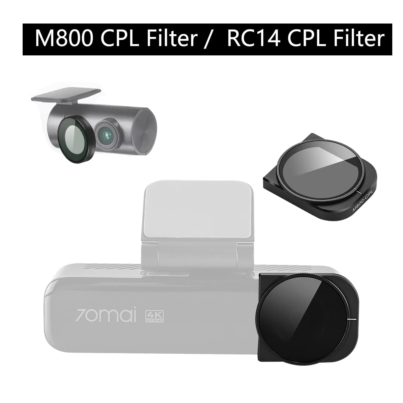 For 70mai Dash Cam 4K M800 Reduces glare Reflects for 70mai Cam Rear RC14 CPL Filter