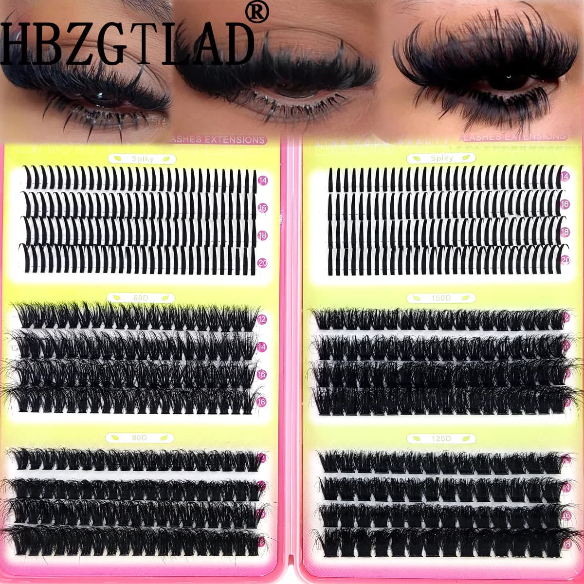 HBZGTLAD 60D-200D Point-to-peel eyelashes for volume, single-tier eyelash extension, DIY point-to-ceiling eyelashes for fairy/comic effect