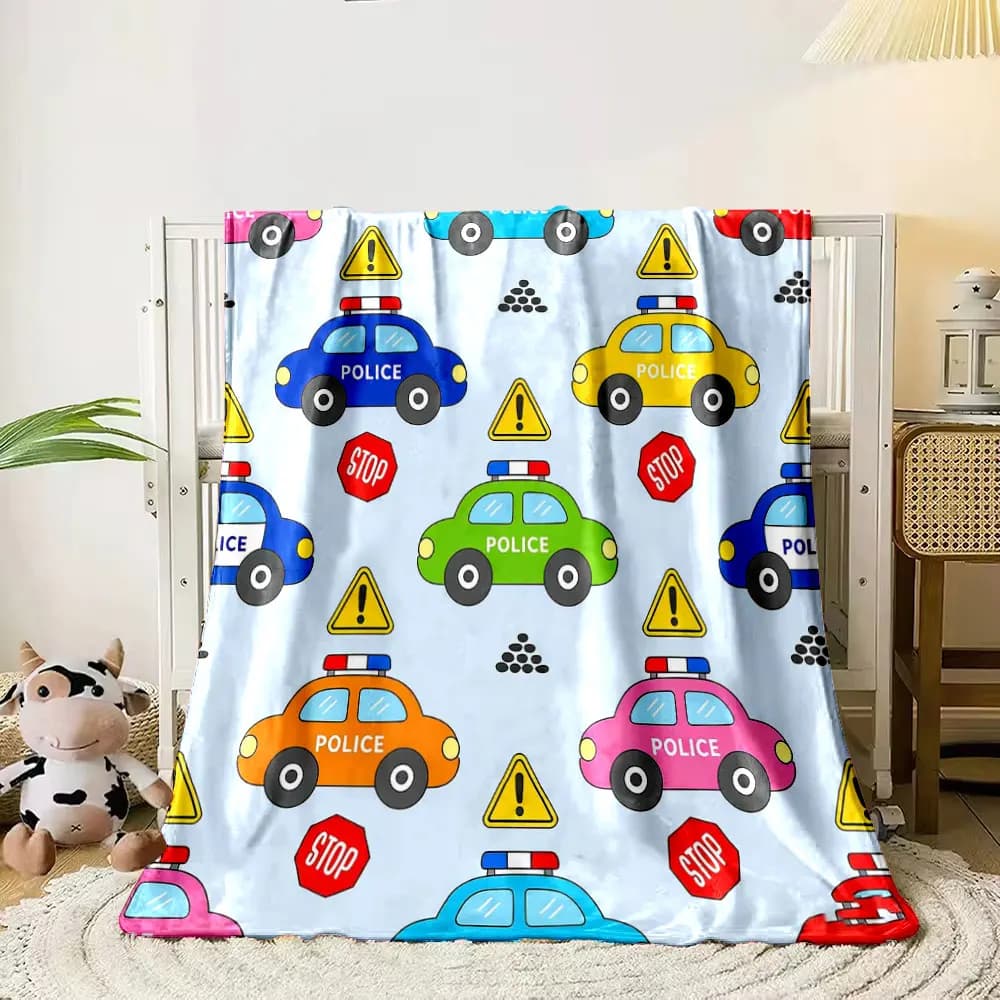 6 Veicoli in stile cartone con stampa Coperte per bambini adulti Coperte calde Viaggio a casa Coperte morbide e confortevoli Regali