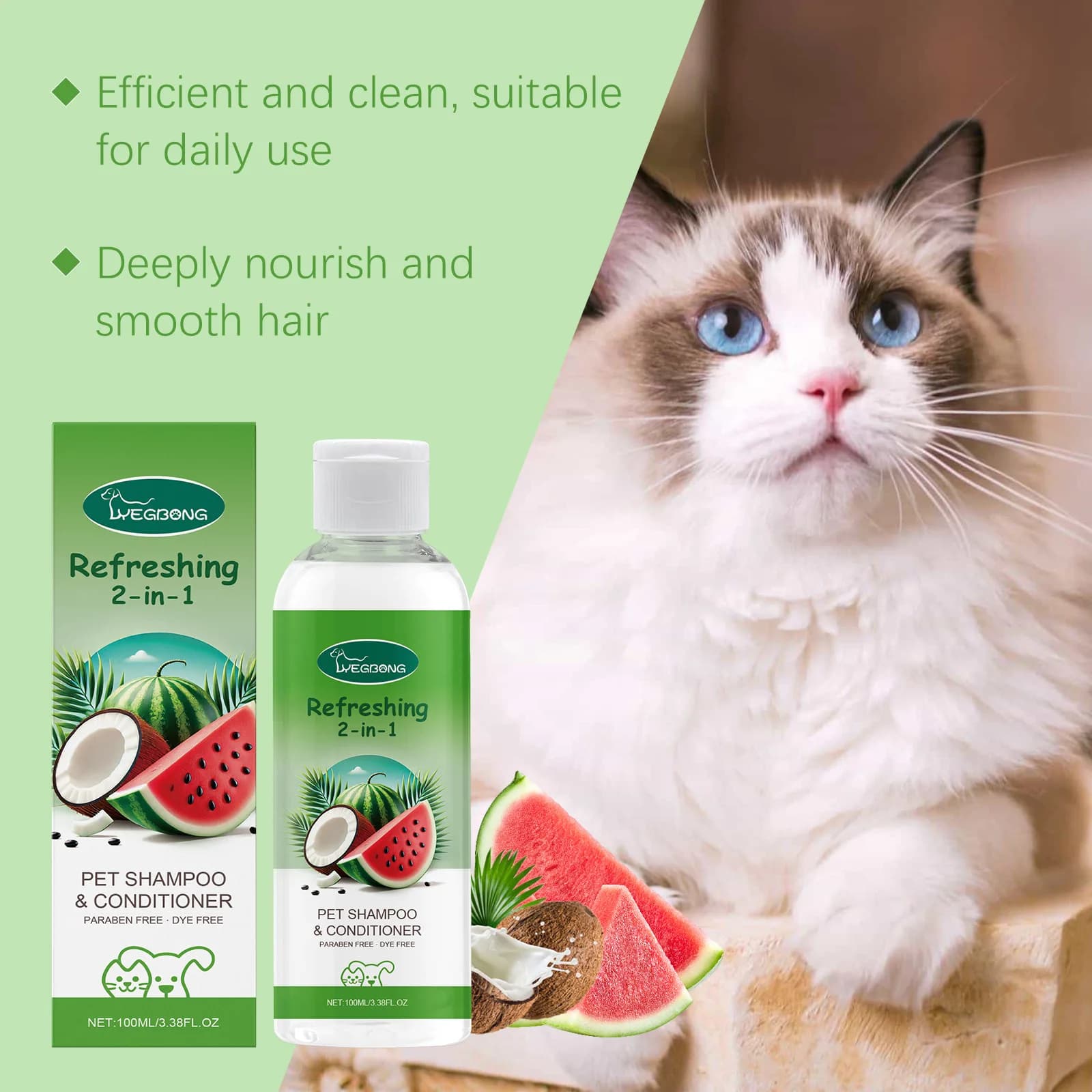 YEGBONG Shampoo Balsamo per Animali Domestici 2 in 1 per Cani Idratante Ipoallergenico a Lunga Durata Profumo Coat Cura Detergente Bagno Liquido