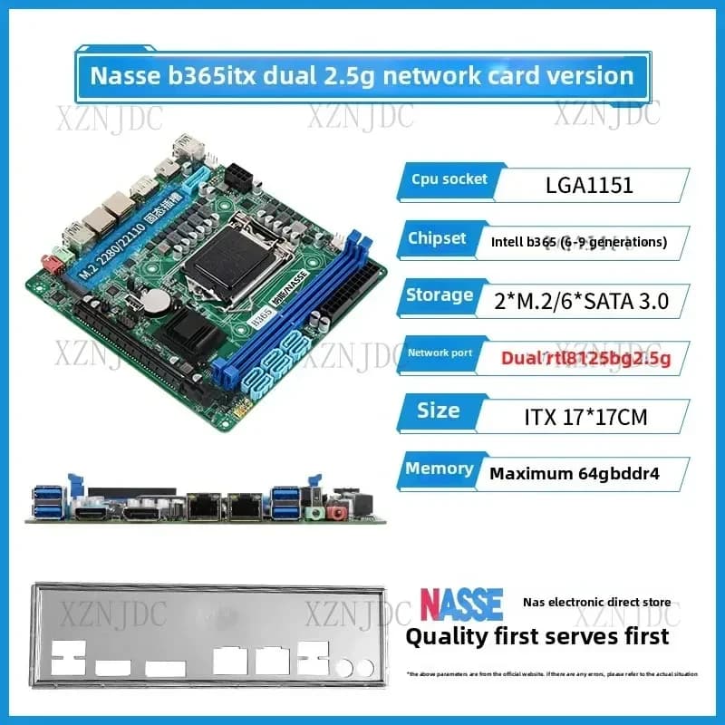 Scheda Madre B365 Black Synology FNOS FlyCow ITX per Computer Industriale, Software di Routing, Server NAS
