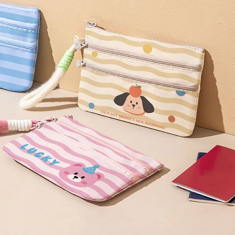Handbag Lightweight Cartoon Passport Holder Zipper Slim Cute ID Card Holder Large Capacity Dustproof Coin Bag Travel