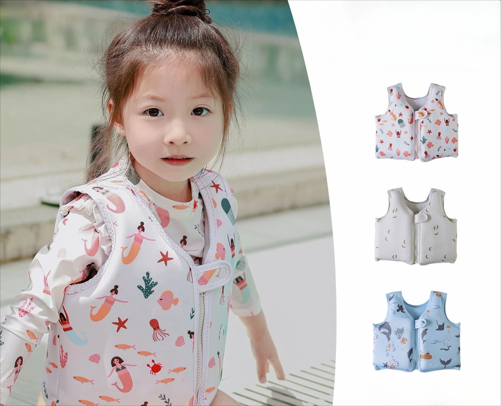 Fanceey Cartoon Gilet in schiuma per bambini Tuta di galleggiamento Assistenza al nuoto Nessun giubbotto di salvataggio di gonfiaggio non cade dal costume da bagno
