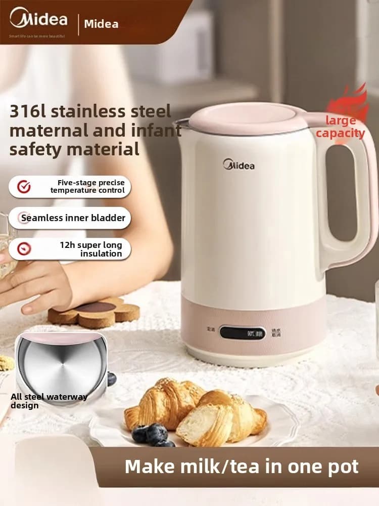 Electric kettle Midea at constant temperature Electric kettle integrated with automatic insulation for domestic use in stainless steel