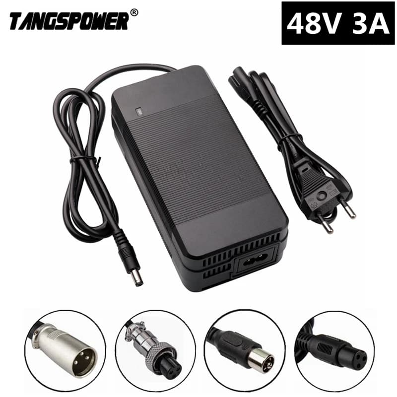 Caricabatteria al piombo 48V 3A per scooter elettrico Caricatore per bici elettrica per batteria al piombo 57,6V Ricarica rapida con ventola