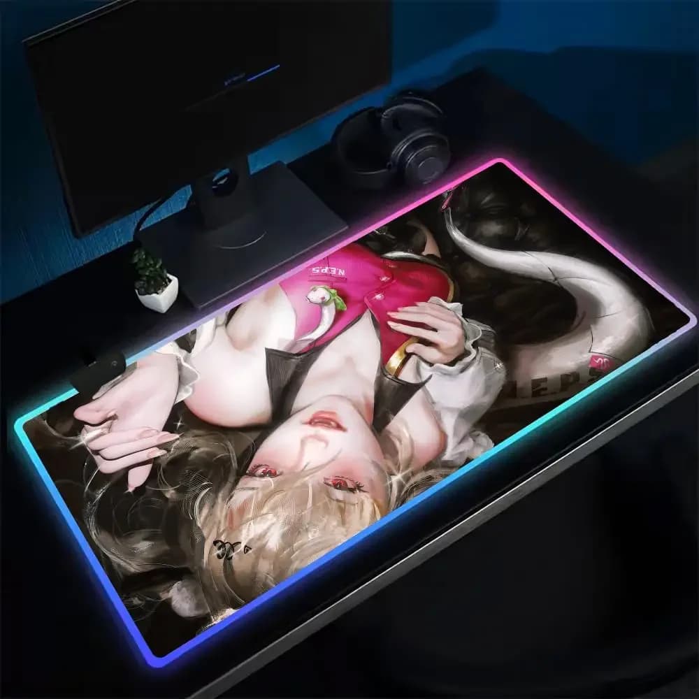 Tappetino per Mouse Zenless Zone Zero Cissia, Tappetino da Gioco Anime con LED, Tappetino da Scrivania Retroilluminato in Gomma XXL RGB