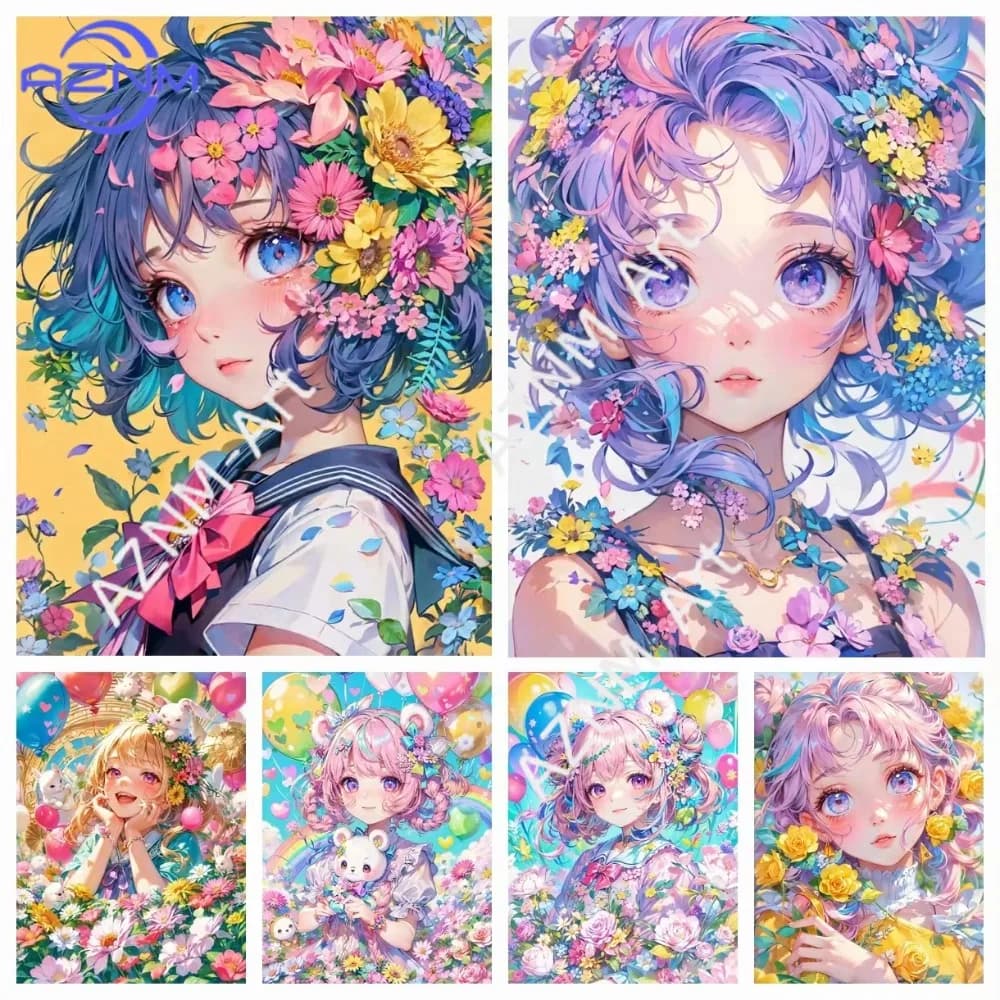1 pz Diamond Painting Ragazza Giapponese Cartoon Miku, Pittura a Croce, Mosaico Artistico, Decorazione Casa, Regalo
