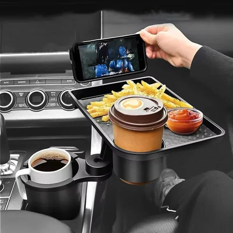 Universal tray for high quality car - 360 ° Double cup swivel and adjustable organizer