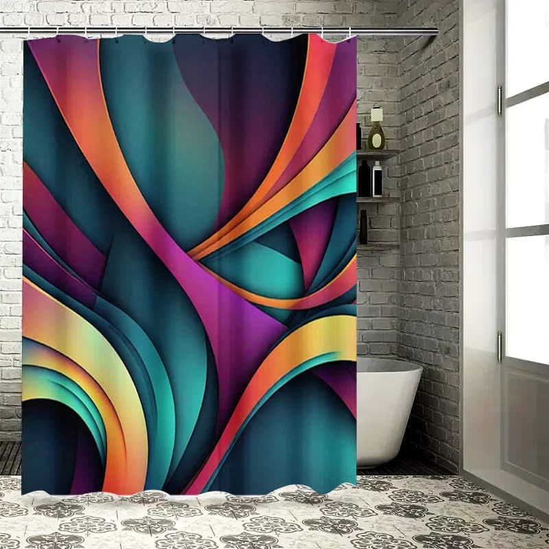 Tenda da doccia moderna colorata Design astratto per decorazioni da bagno Blu Teal Arancione Rosa Viola Verde Giallo Copri tappetino da bagno