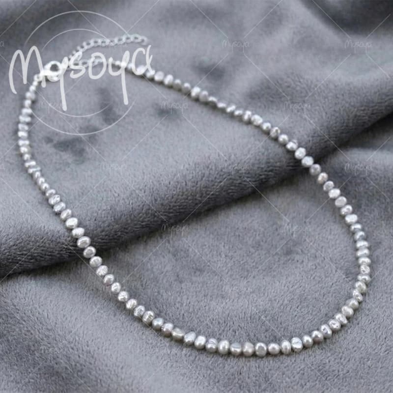 Collana di perle d'acqua dolce grigie MYSOYA da 5-6 mm, adatta per regali di compleanno/anniversario/matrimonio/festa della mamma A0443