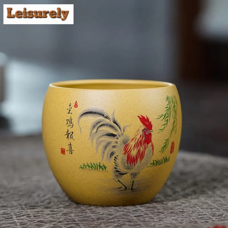 230ml Yixing Zisha Golden Rooster Teacup Vintage Tea Bowl Set Of Cups Tea-tasting Fragrance Cup Chazhan Master Cups Tableware