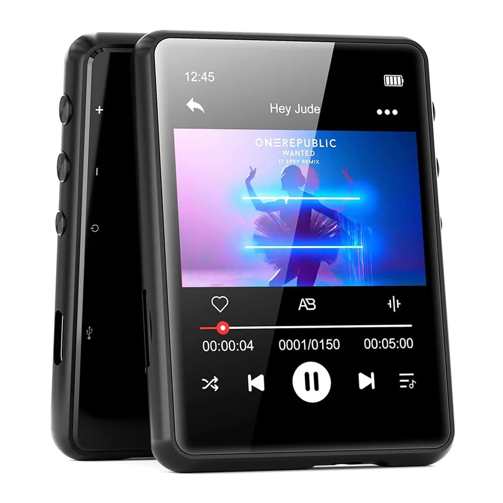 Lettore MP4 touch a schermo intero da 2,4 pollici BT5.4 Altoparlante stereo per musica senza perdita HD HiFi Mini MP3 Walkman con altoparlante registratore E-book