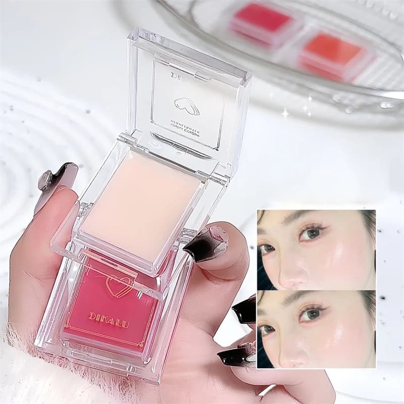 DIKALU Illuminante Idratante Effetto Lucido, Fard Crema Leggero, Specchio Portatile, Trucco Viso Multiuso Espandibile
