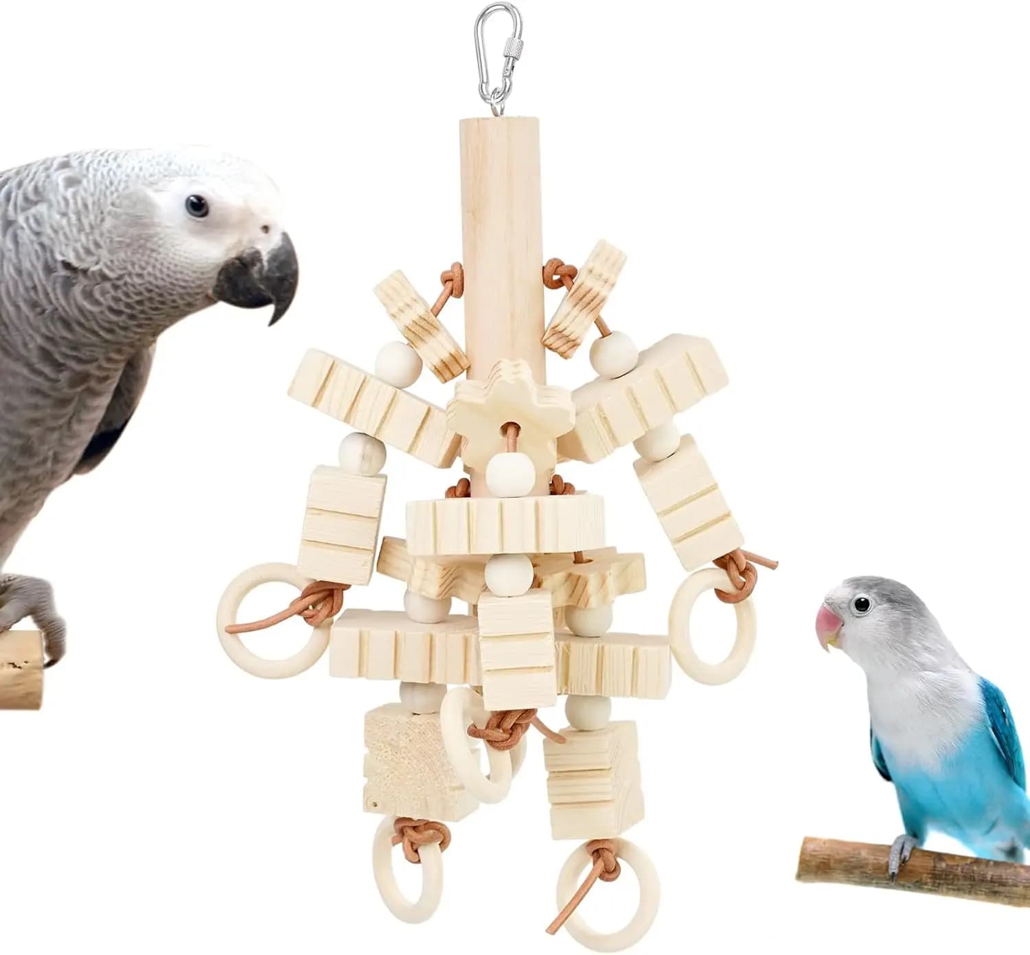 Giocattolo da Masticare per Uccelli, Blocchi di Legno Naturale per l'Addestramento dei Pappagalli, Gioco per Calopsittici, Pappagalli Grigi Africani, Macaw