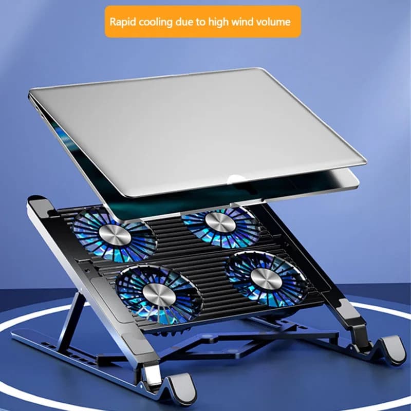 2025 Supporto per laptop più venduto Supporto per notebook pieghevole portatile più venduto con 4 ventole di raffreddamento per dispositivi 11-17,3 antiscivolo