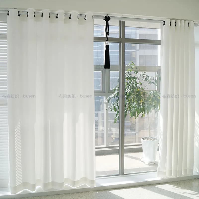 Pure White Semi-blackout White Curtains for Living Room and Bedroom Gauze Curtains for Light Transmission Door Custom Size