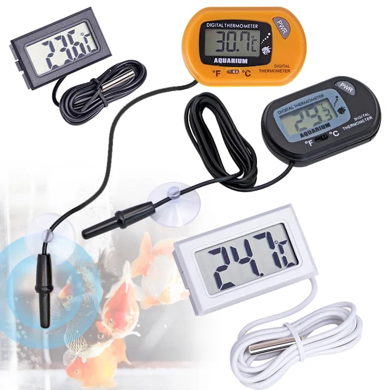 Water Thermometer, Digital Display Sticker, Temperature Detector with LCD Screen, Celsius Aquarium Tool