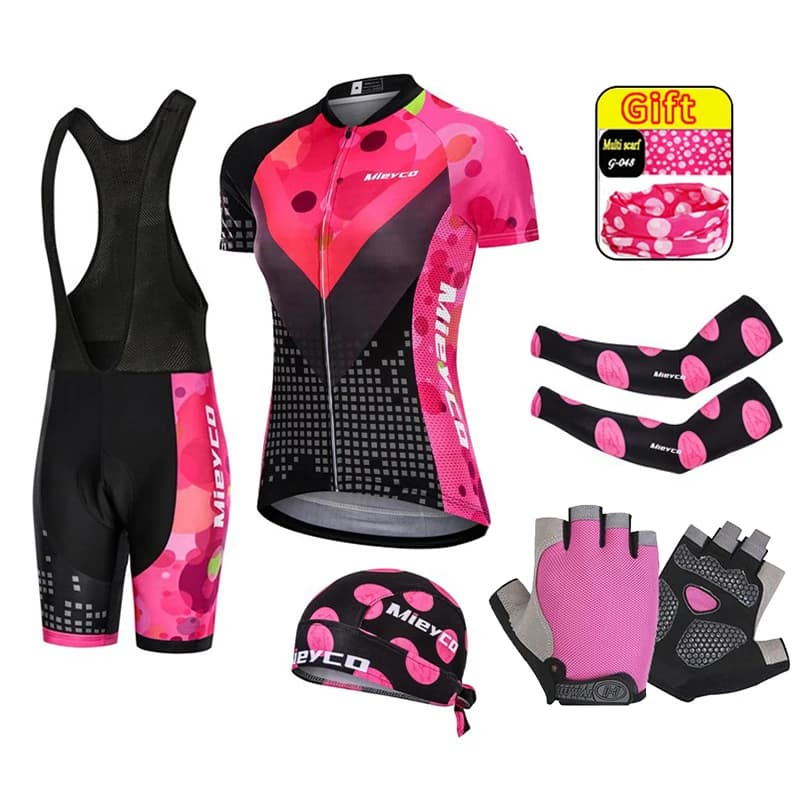 Tuta da mountain bike per donna, completo da squadra di bici, abbigliamento in maglia da ciclismo MTB, set di cuscinetti in gel 3D, estate