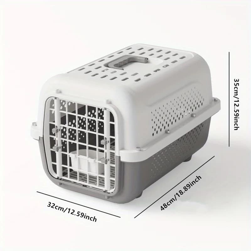 1pc Pet Airline Crate Foldable Portable Cat Carrier Cage for Outdoor Travel - Breathable Mesh Design Easy to Carry