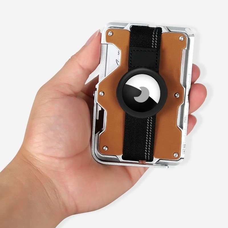 Custodia magnetica per carte a portafoglio in lega di alluminio compatibile con la carta magnetica RFID con impugnatura multifunzione MagSafe per iPhone