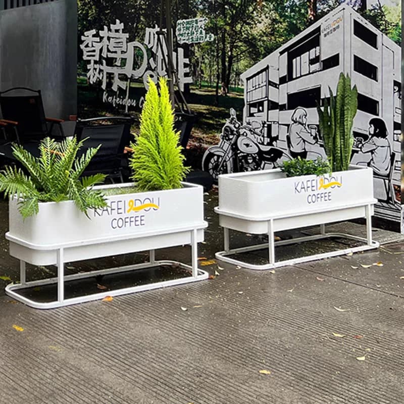 Outdoor stainless steel wrought iron municipal flower box planting box outdoor milk tea shop pendulum partition fence