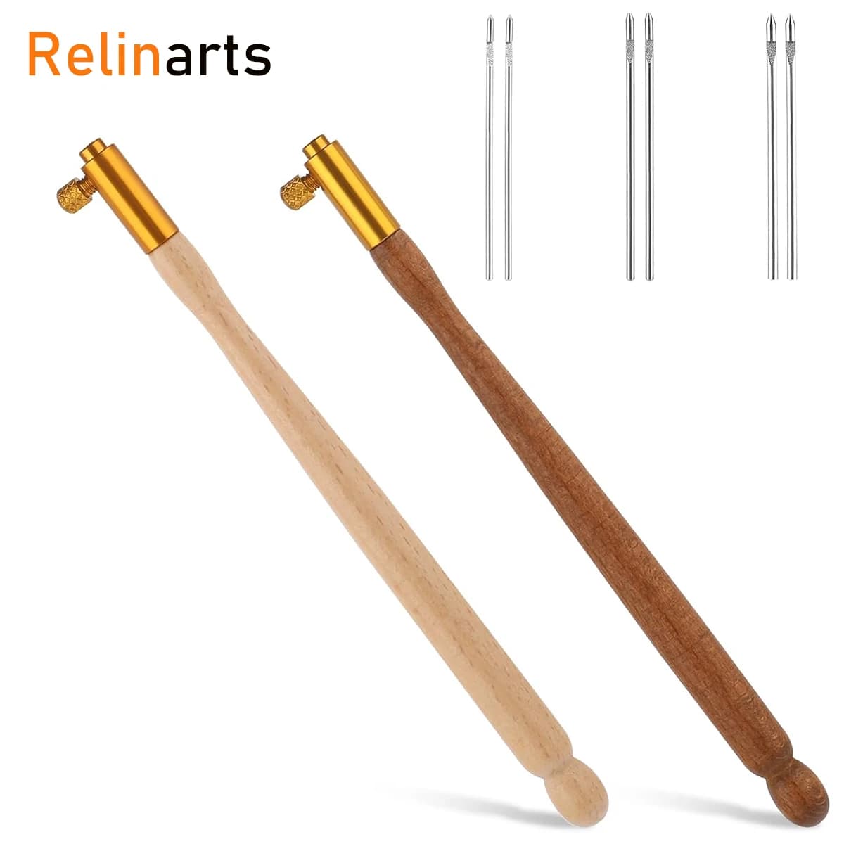 4Pcs Embroidery Hook Needle Wooden Handle French Tambour Beading Crochet Needle DIY Hand Sewing Craft Tool