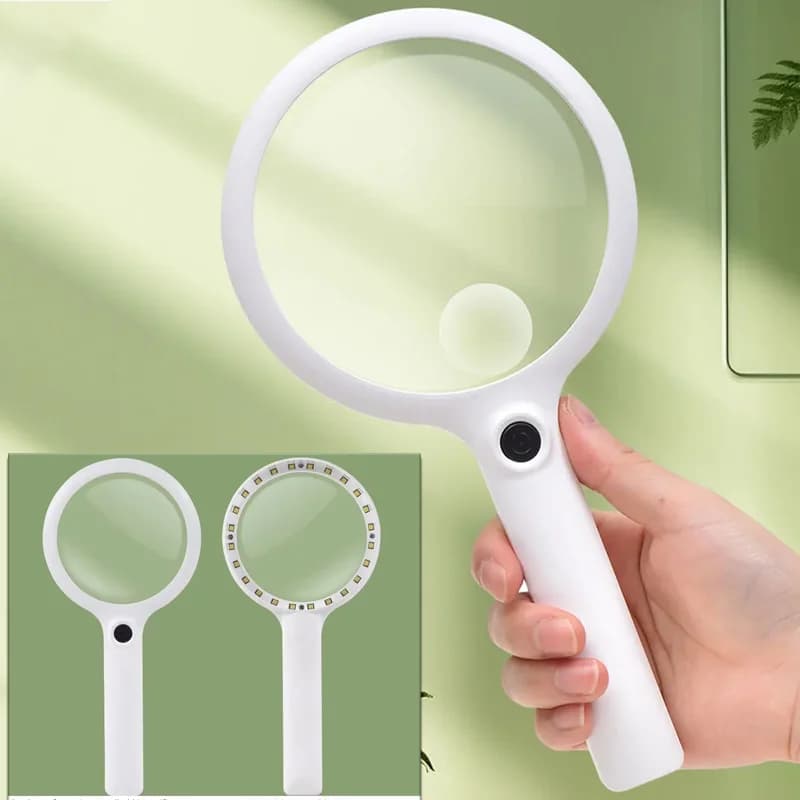 Handheld Magnifier Rechargeable Illuminated Magnifying Glass with 3 Light Modes Portable Magnifier for Reading Repair 10/15/30X