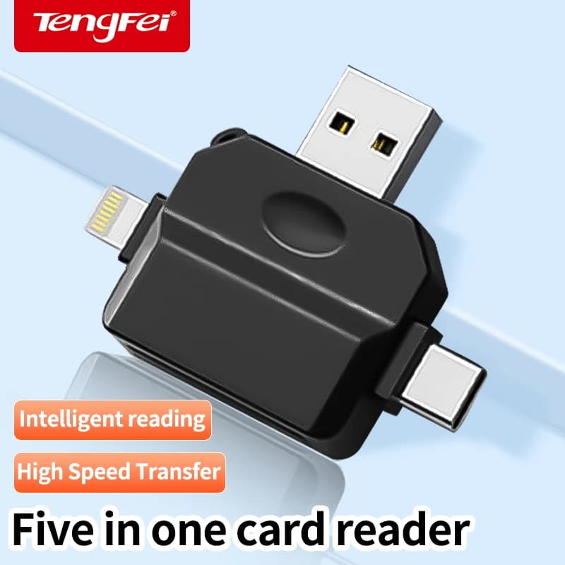 TengFei 3-in-1 Card Reader for iPhone with Multiple USB 2.0, Compatible with Sony and Canon DSLR Cameras, Digital SD & TF Memory