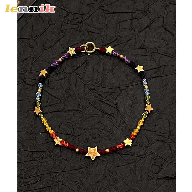 Bracciale arcobaleno stellato creativo Kit materiale fai da te Coppia corda colorata intrecciata a mano, 520 Regalo romantico esclusivo per San Valentino