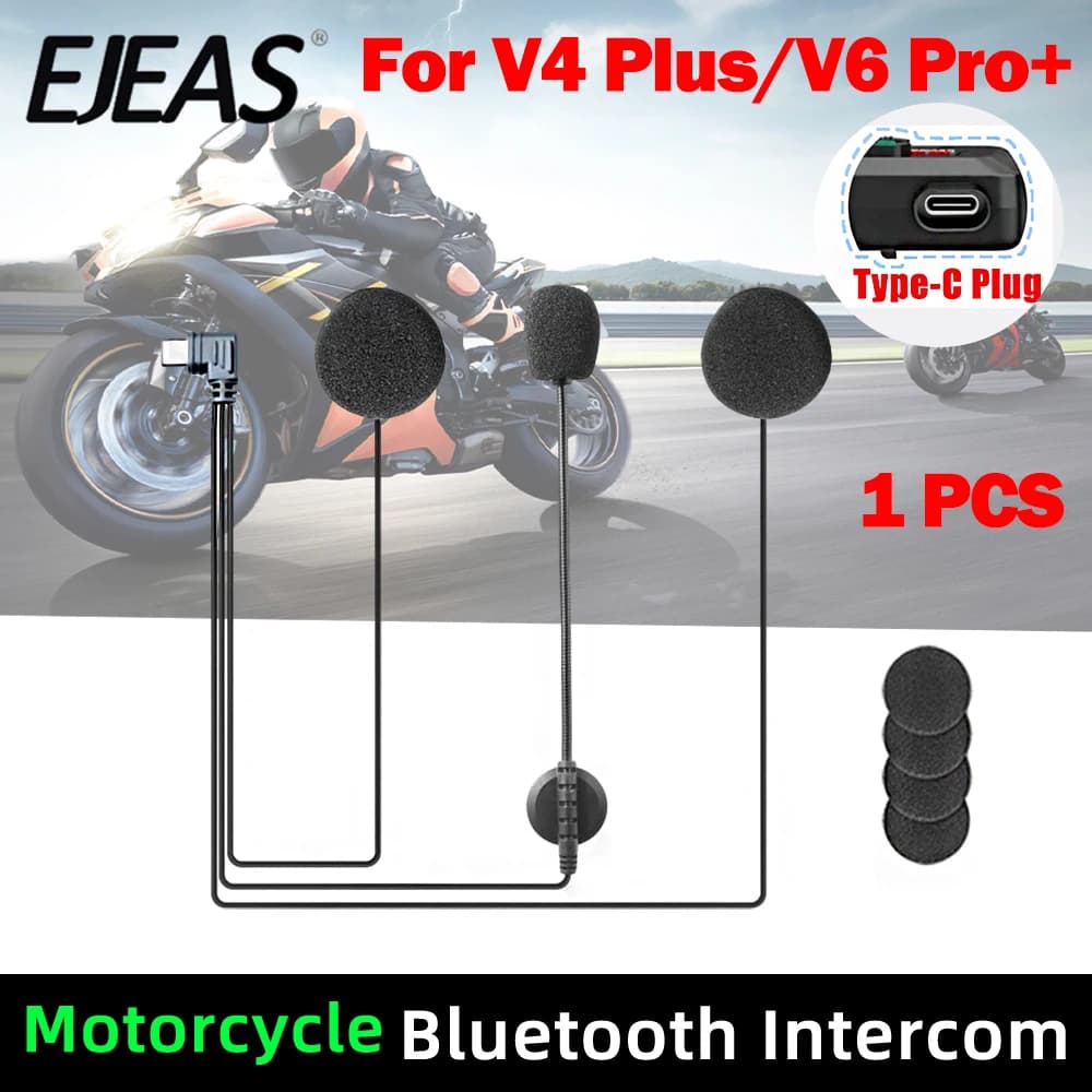Auricolare originale per EJEAS V6 PRO +/V4 PLUS Tipo-C Jack Casco moto Interfono Auricolare Parti del microfono Bluetooth