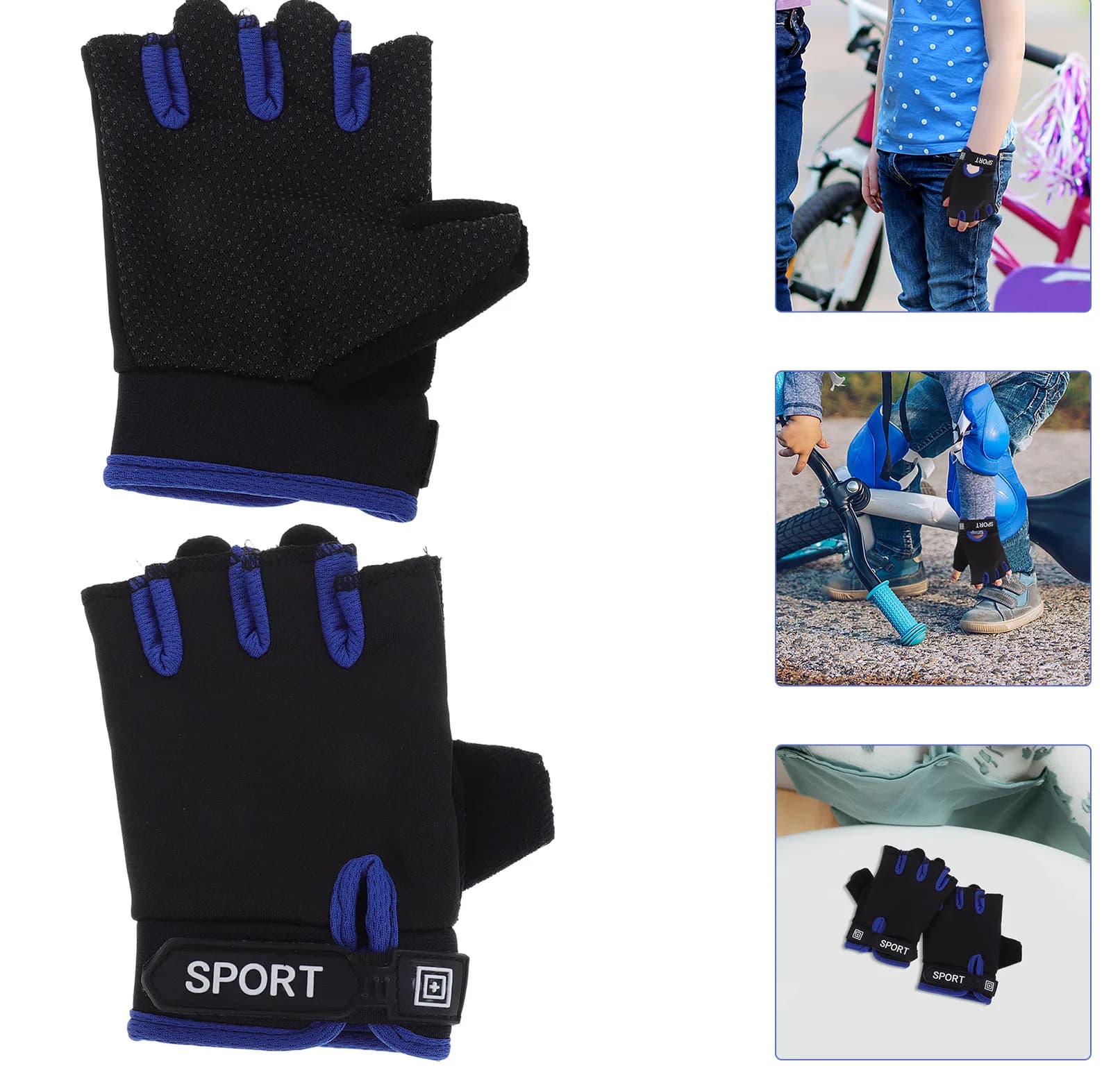 1 paio di guanti da bici a mezze dita con presa antiscivolo e design in rete traspirante per ciclismo, equilibrio, pattinaggio, scooter
