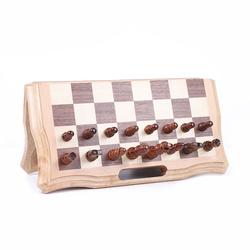Solid Wood Magnetic Chess Set Wooden Chessboard & Pieces