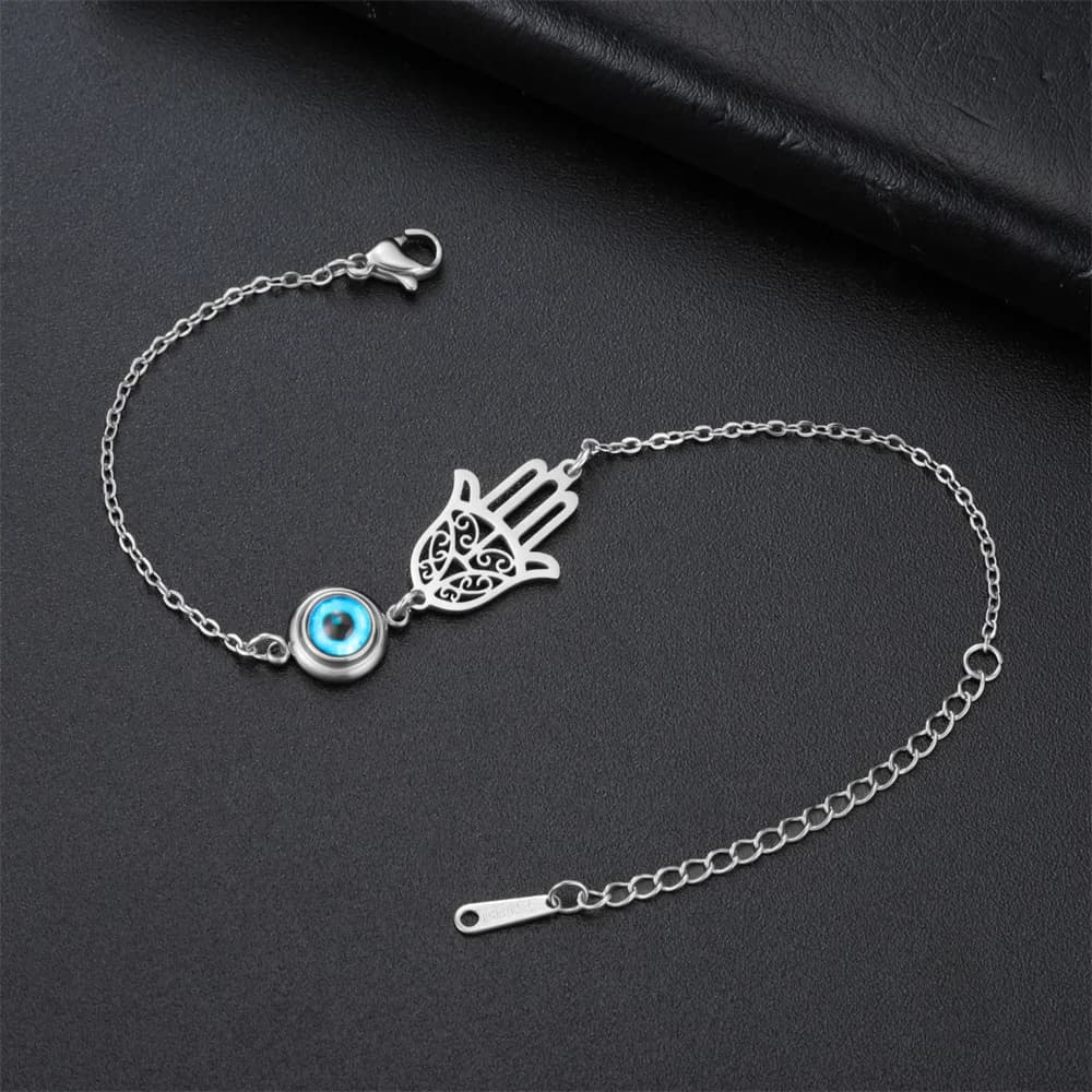 Hamsa Hand Evil Eye Bracelets for Men Women Stainless Steel Charms Adjustable Bracelet Lucky Turkish Jewelry Protection Amulet