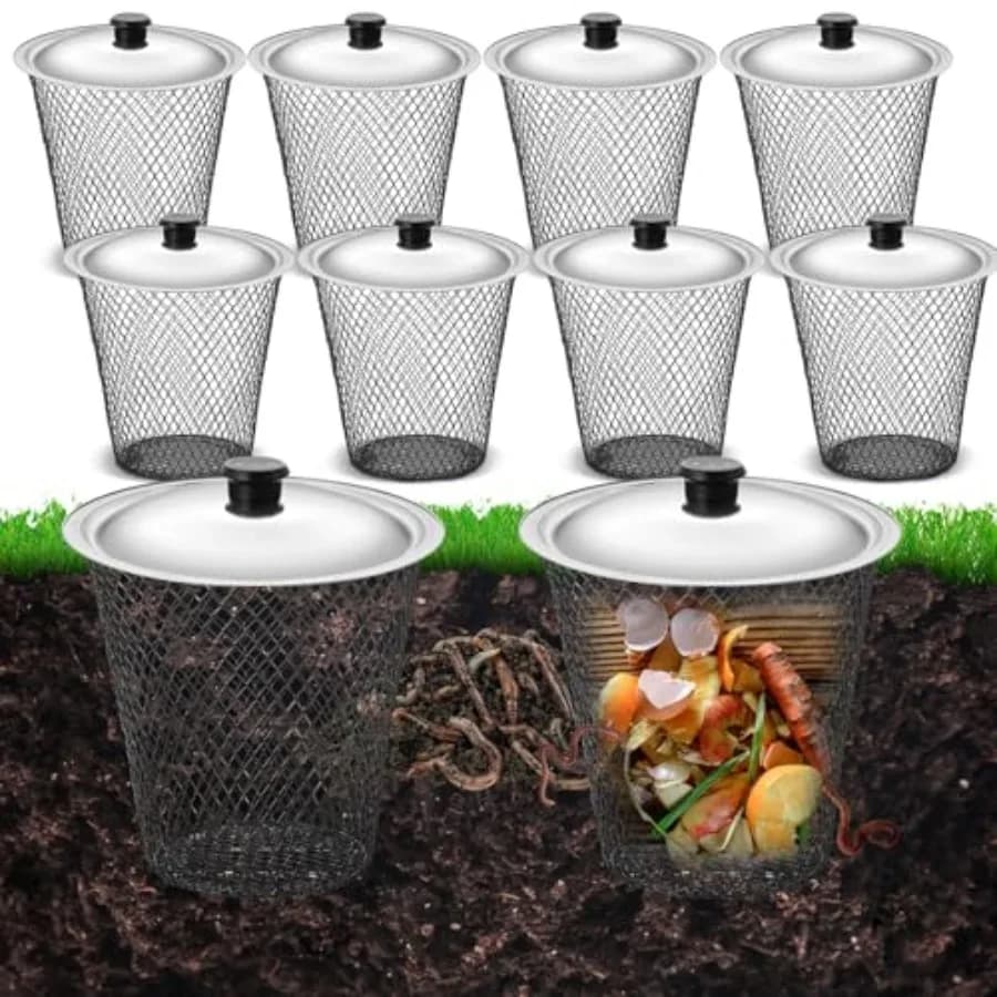 Composter per vermi interrato con coperchi. 1.1 Contenitore per compostaggio a vermi da esterno per il riciclo dei rifiuti alimentari della cucina in aiuole rialzate.