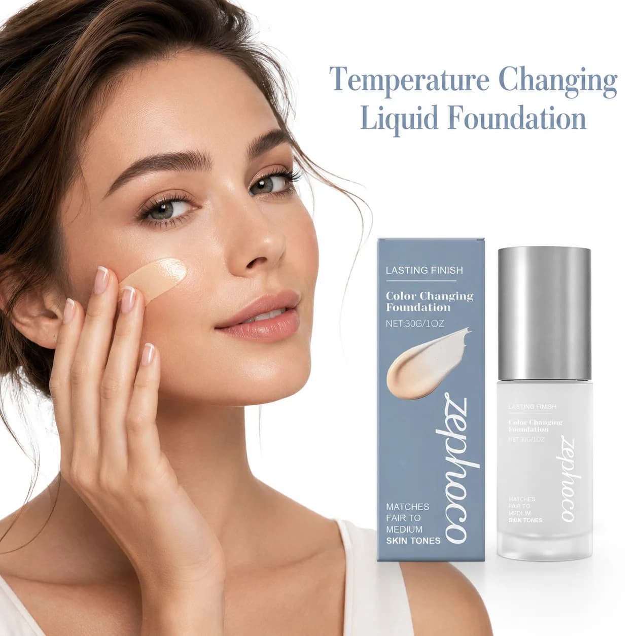 Skin Tone Adjusting Foundation Lightweight Moisturizing Face Makeup with Niacinamide Squalane and Jojoba Seed Oil